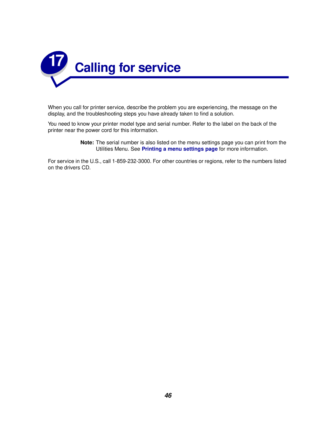 Lexmark 812 manual Calling for service 