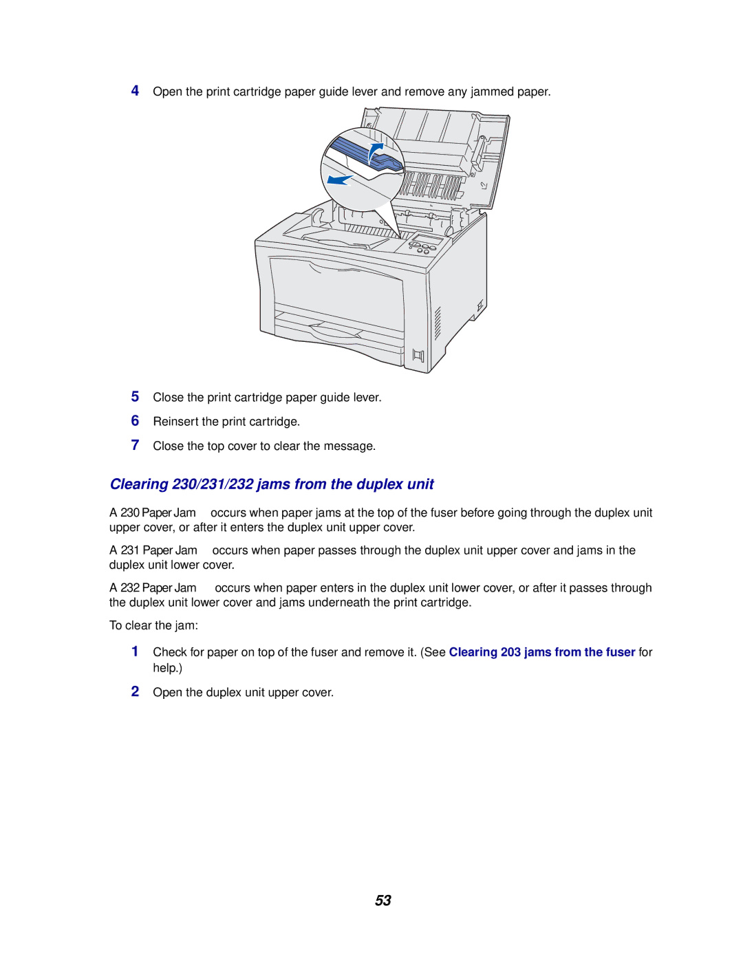 Lexmark 812 manual Clearing 230/231/232 jams from the duplex unit 