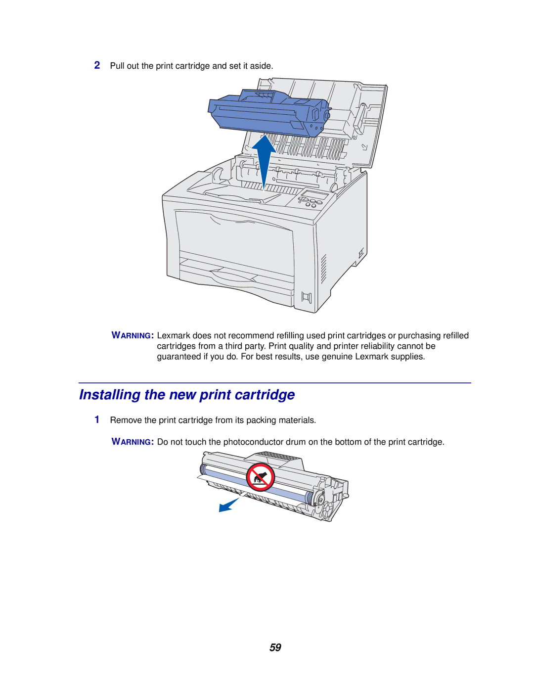 Lexmark 812 manual Installing the new print cartridge 