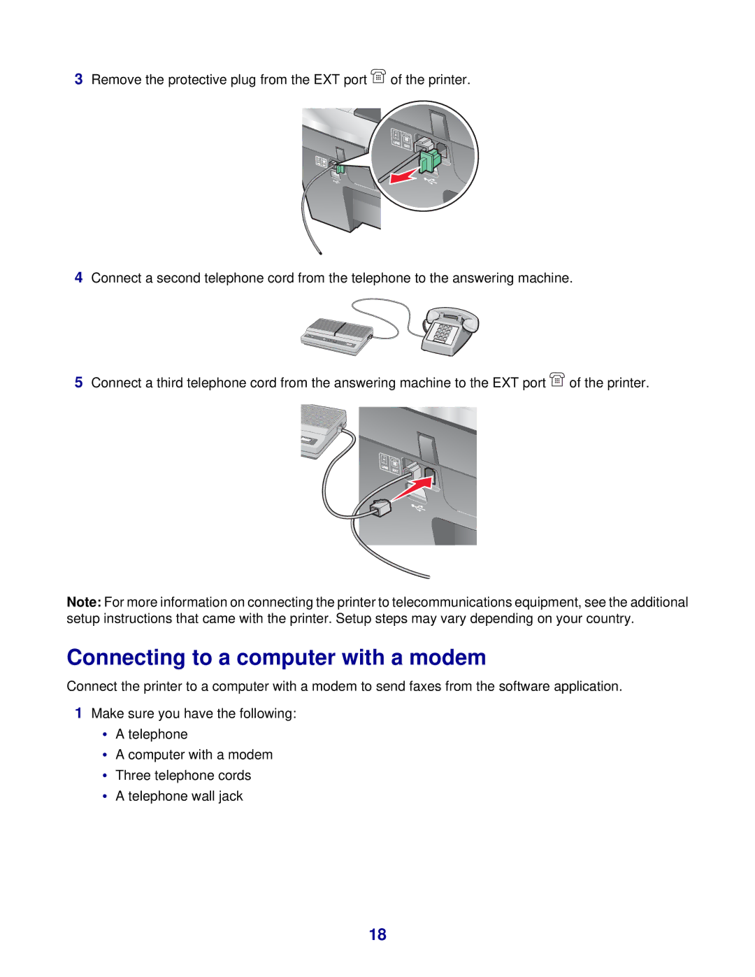 Lexmark 8300 Series manual Connecting to a computer with a modem 