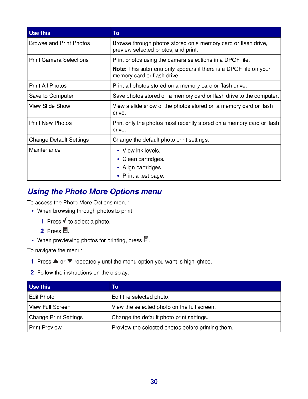 Lexmark 8300 Series manual Using the Photo More Options menu 