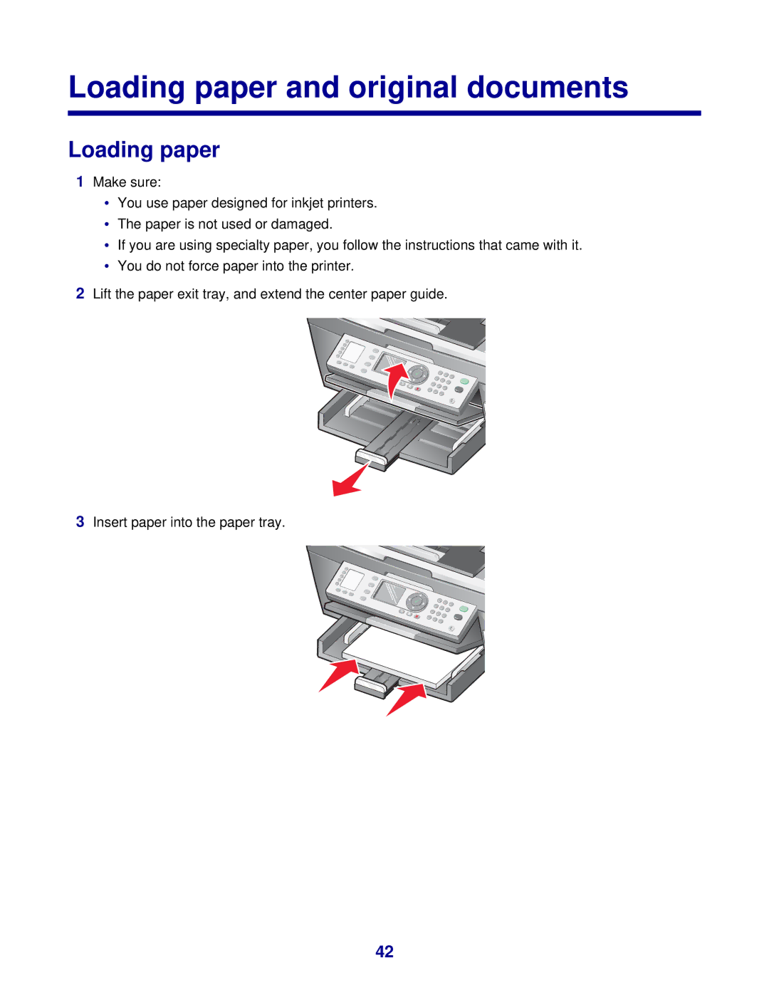 Lexmark 8300 Series manual Loading paper and original documents 