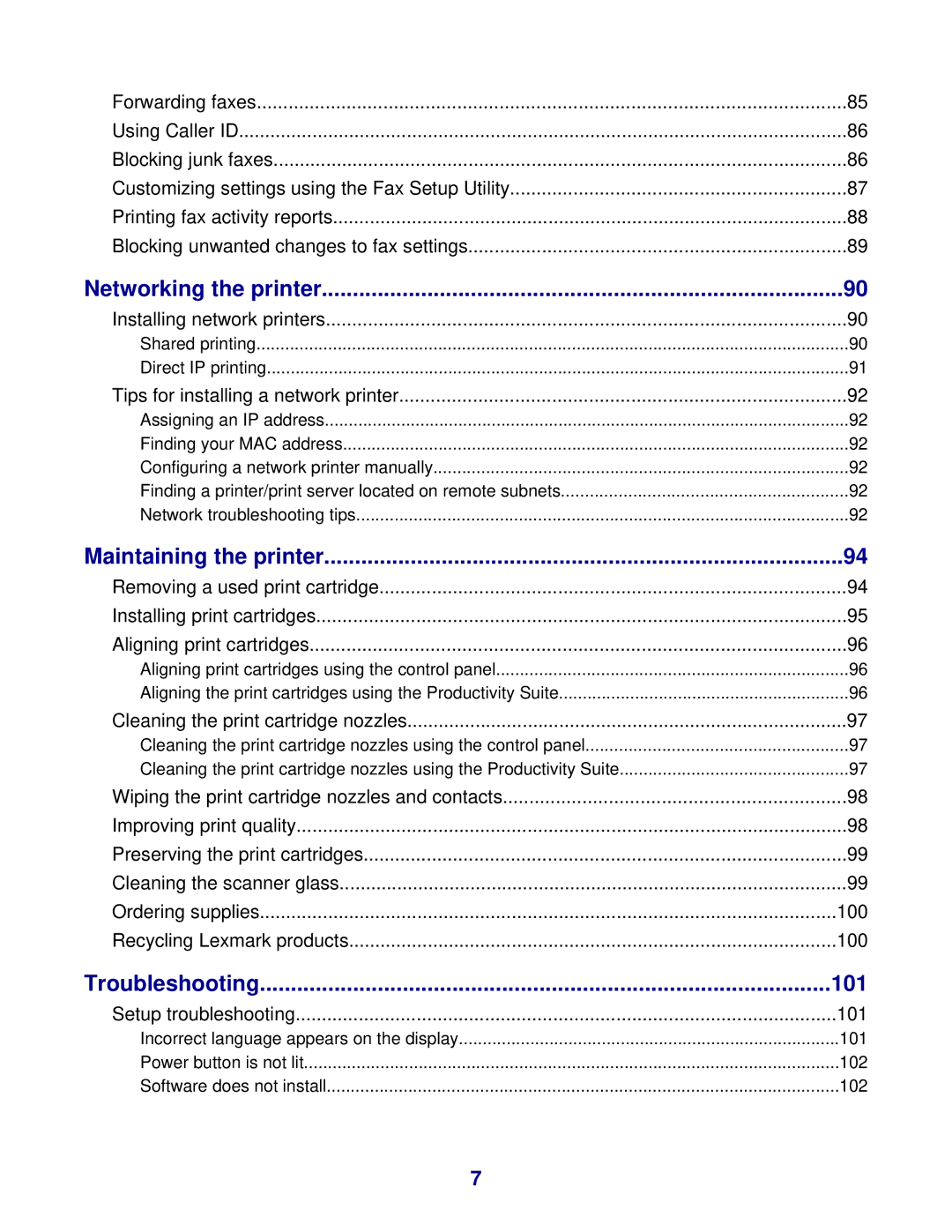 Lexmark 8300 Series manual Networking the printer, 101 