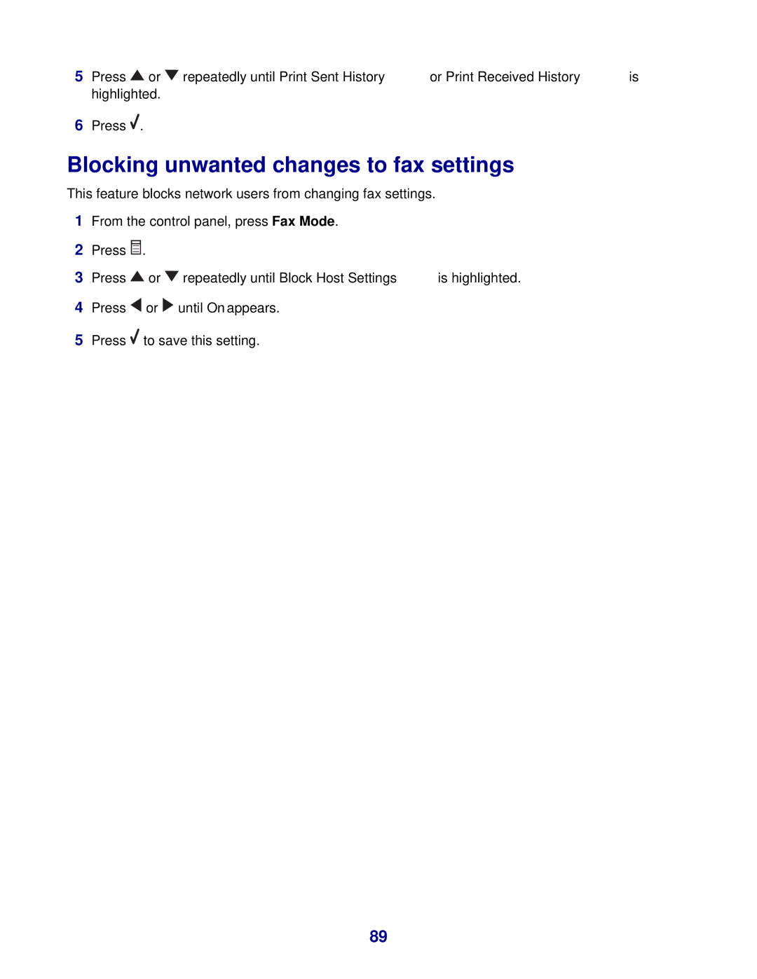 Lexmark 8300 Series manual Blocking unwanted changes to fax settings 