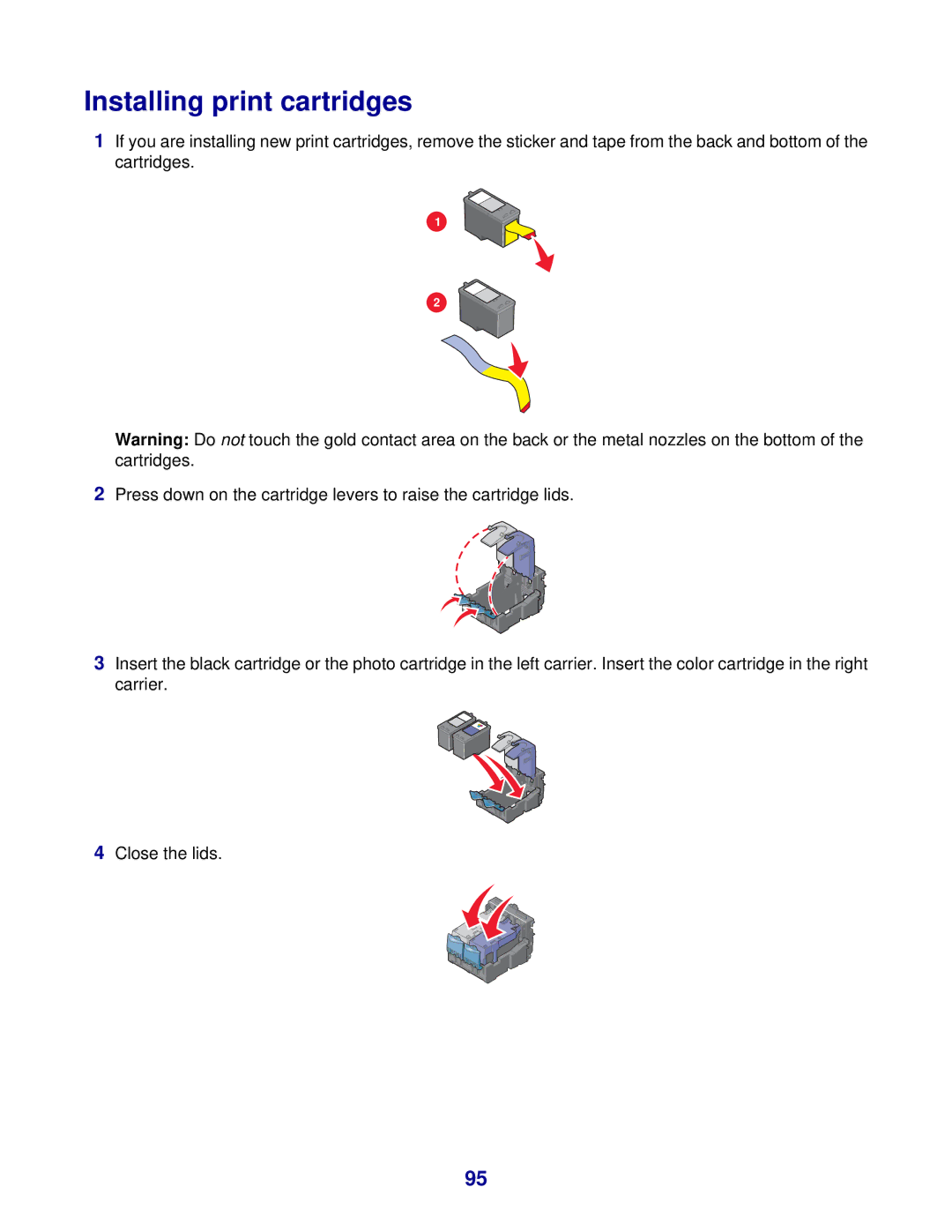 Lexmark 8300 Series manual Installing print cartridges 