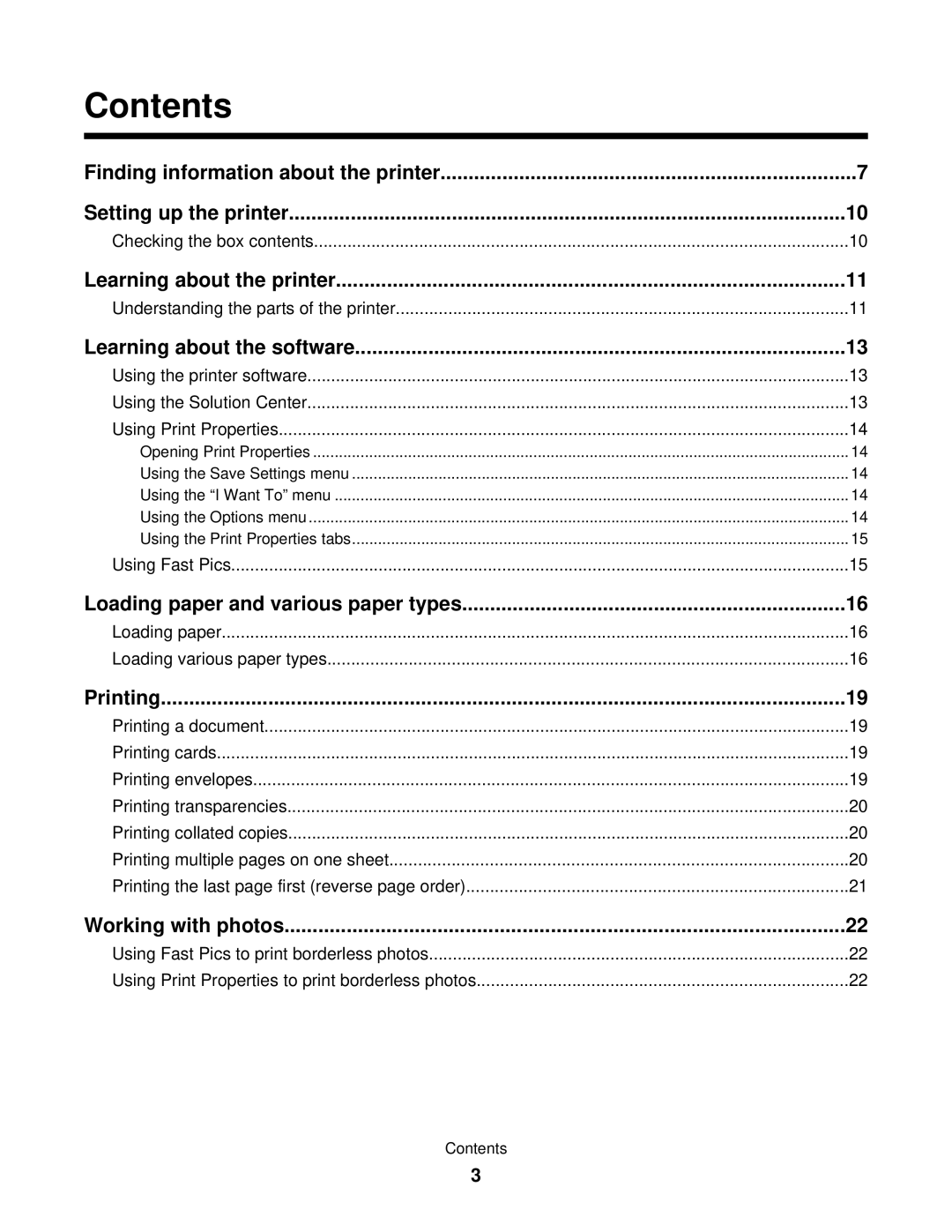 Lexmark 840 Series manual Contents 