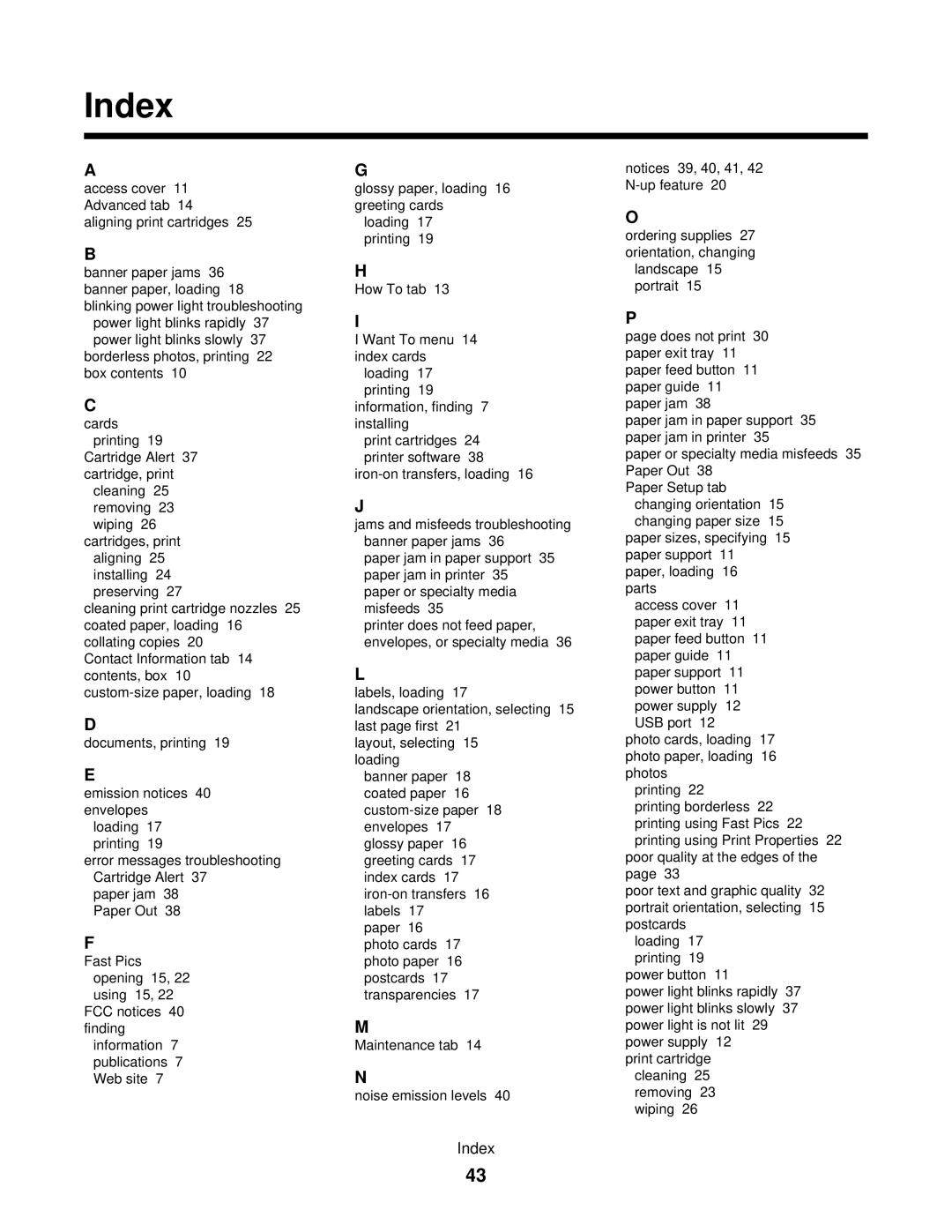 Lexmark 840 Series manual Index 