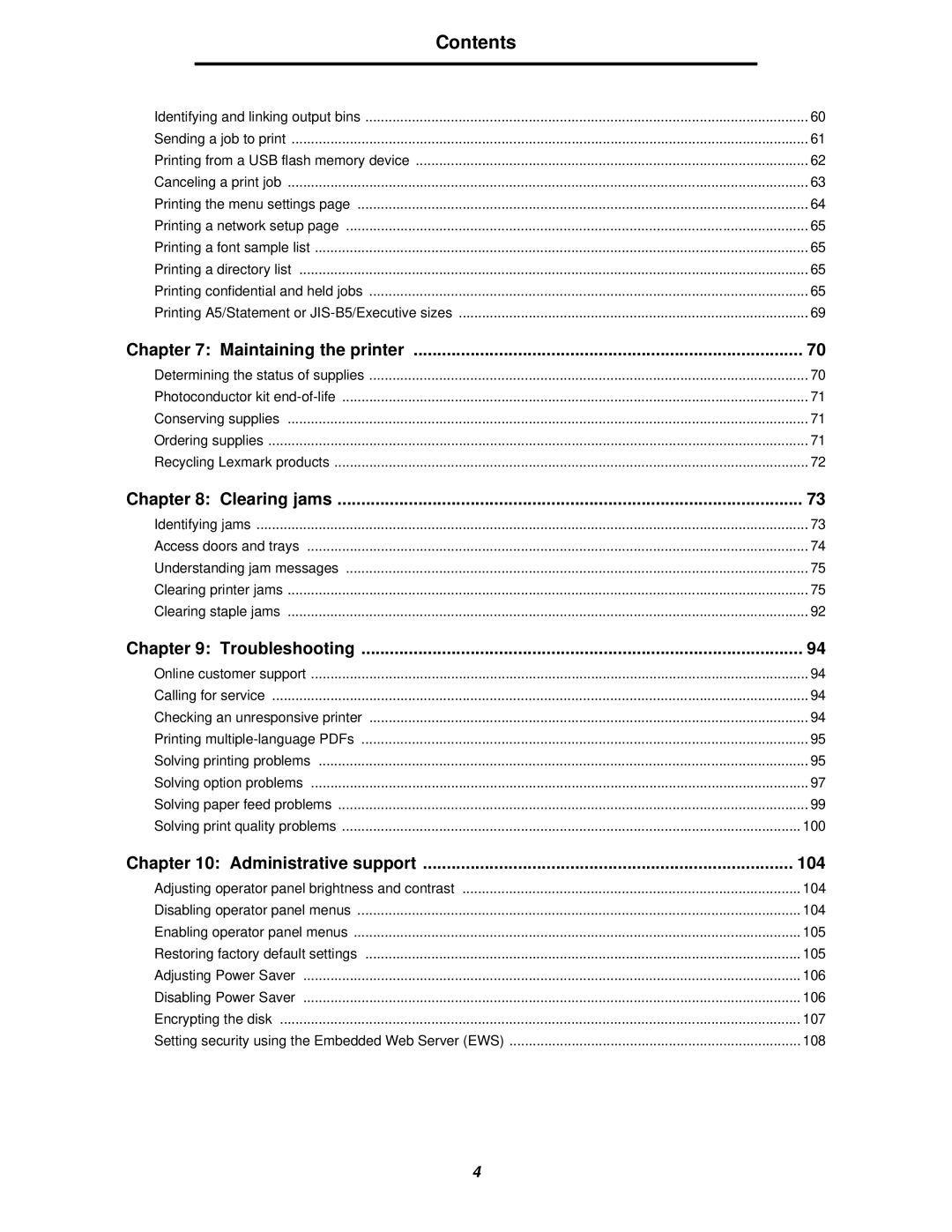 Lexmark 840 manual Contents 