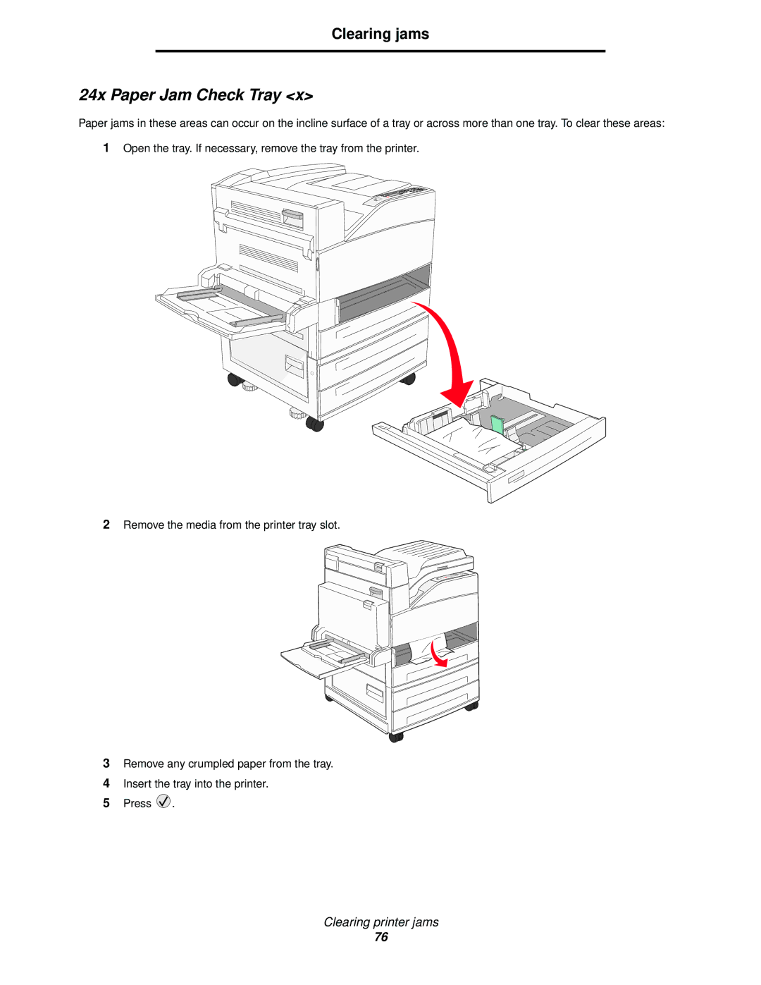 Lexmark 840 manual 24x Paper Jam Check Tray 