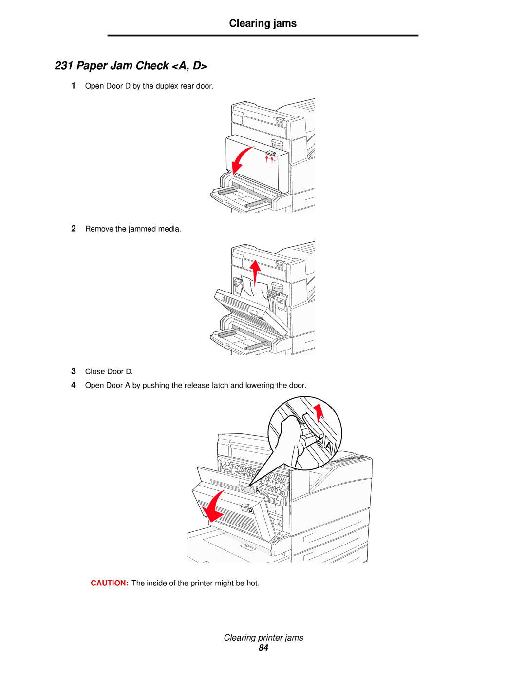 Lexmark 840 manual Paper Jam Check A, D 