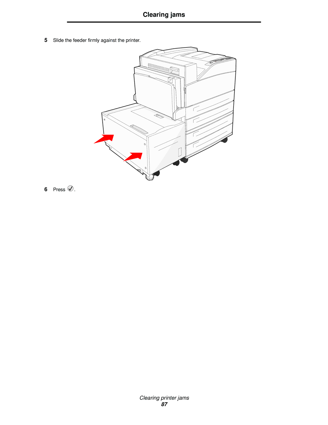 Lexmark 840 manual Slide the feeder firmly against the printer Press 