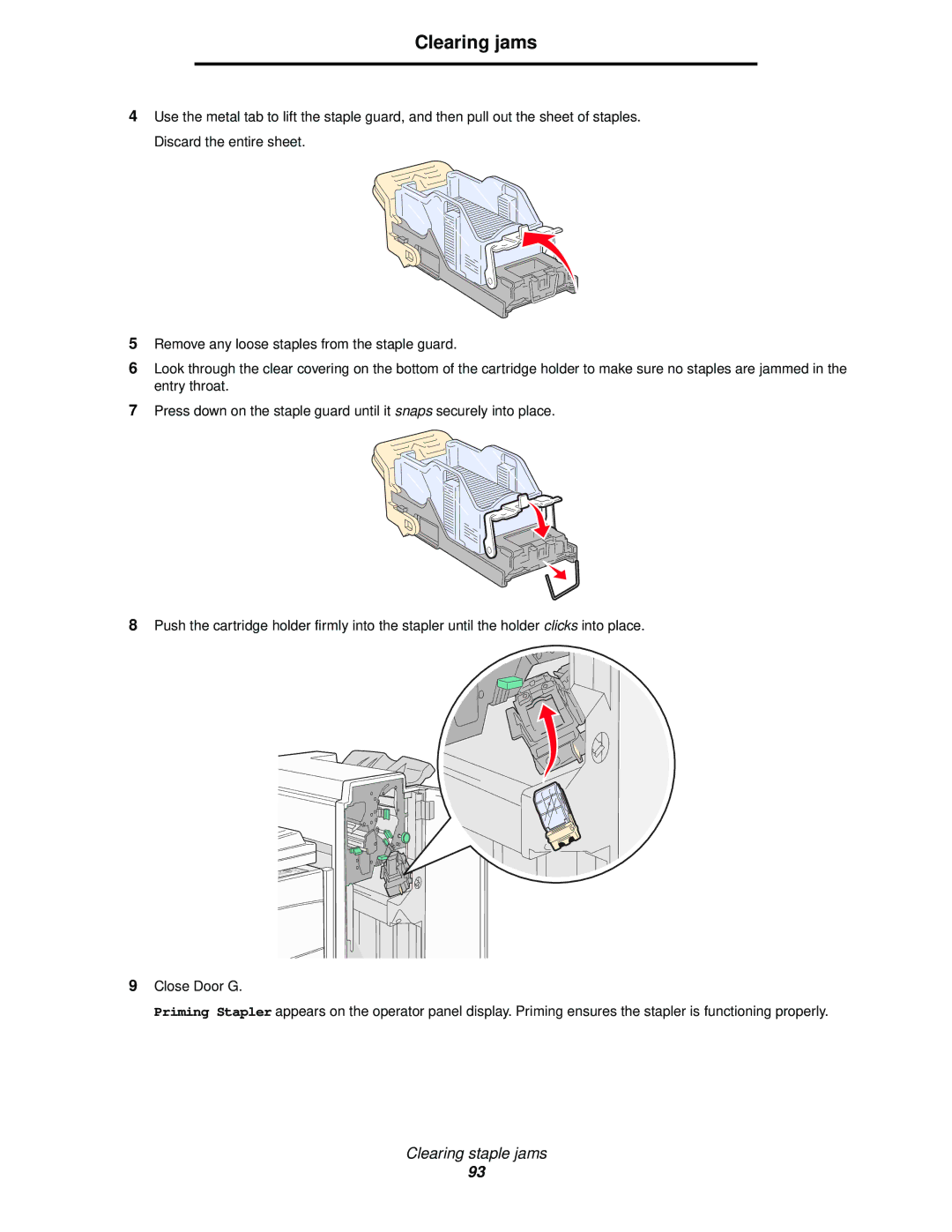 Lexmark 840 manual Clearing jams 