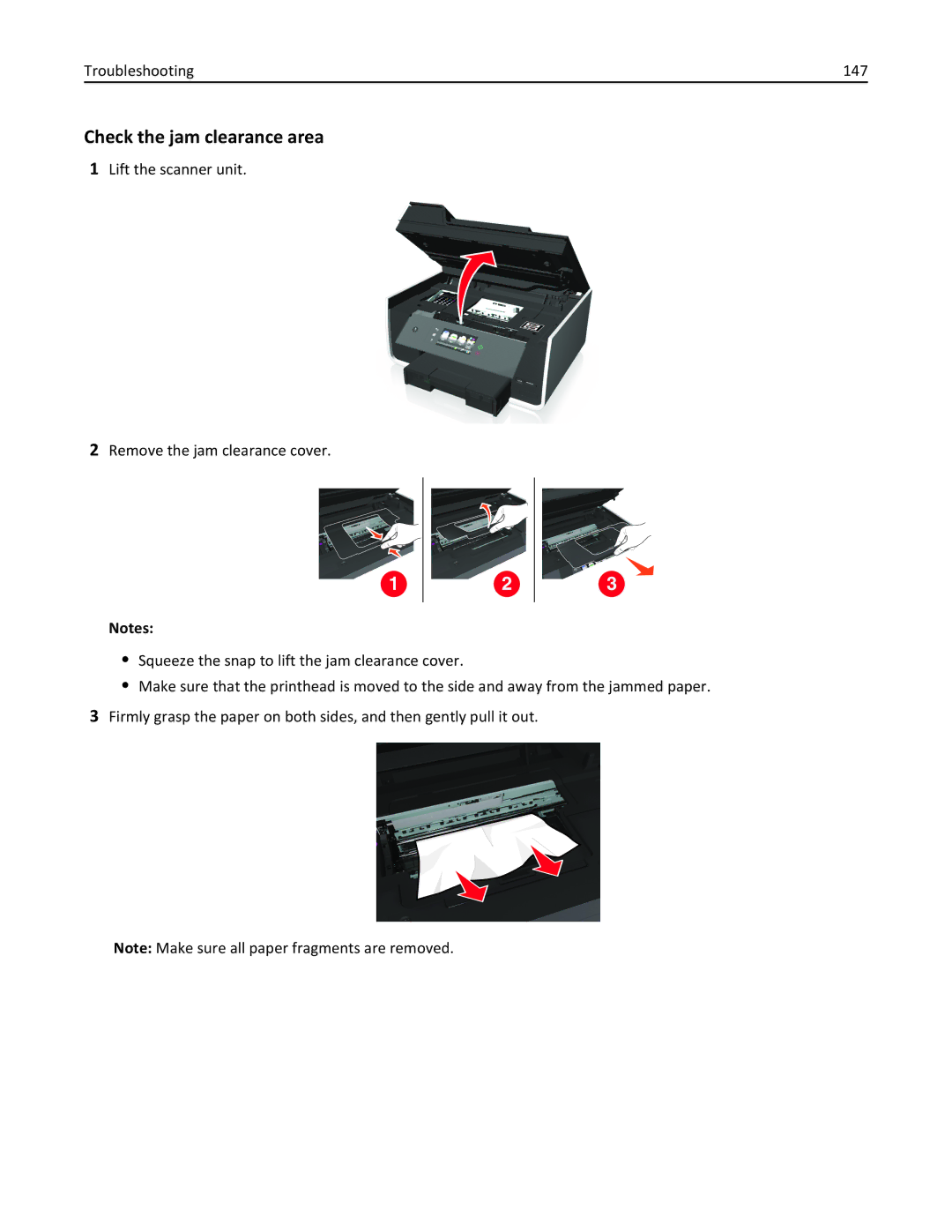 Lexmark 901, 90T9251, 90E, 90T9250, 90T9200, 91E, Pro915 manual Check the jam clearance area 