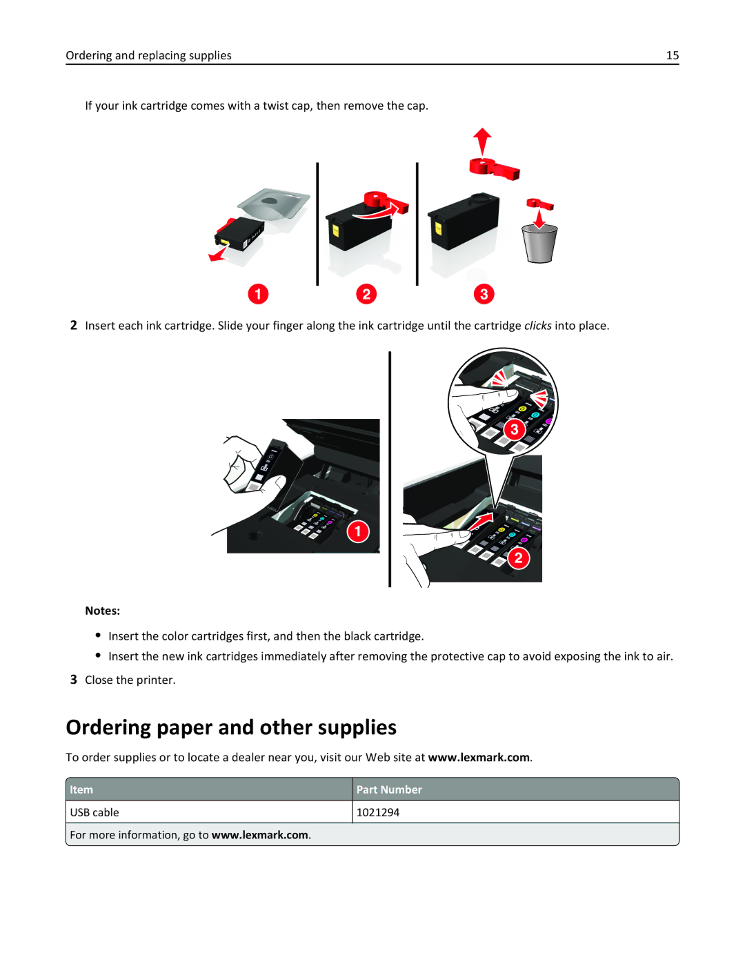 Lexmark 90T9251, 901, 90E, 90T9250, 90T9200, 91E, Pro915 manual Ordering paper and other supplies, Part Number 