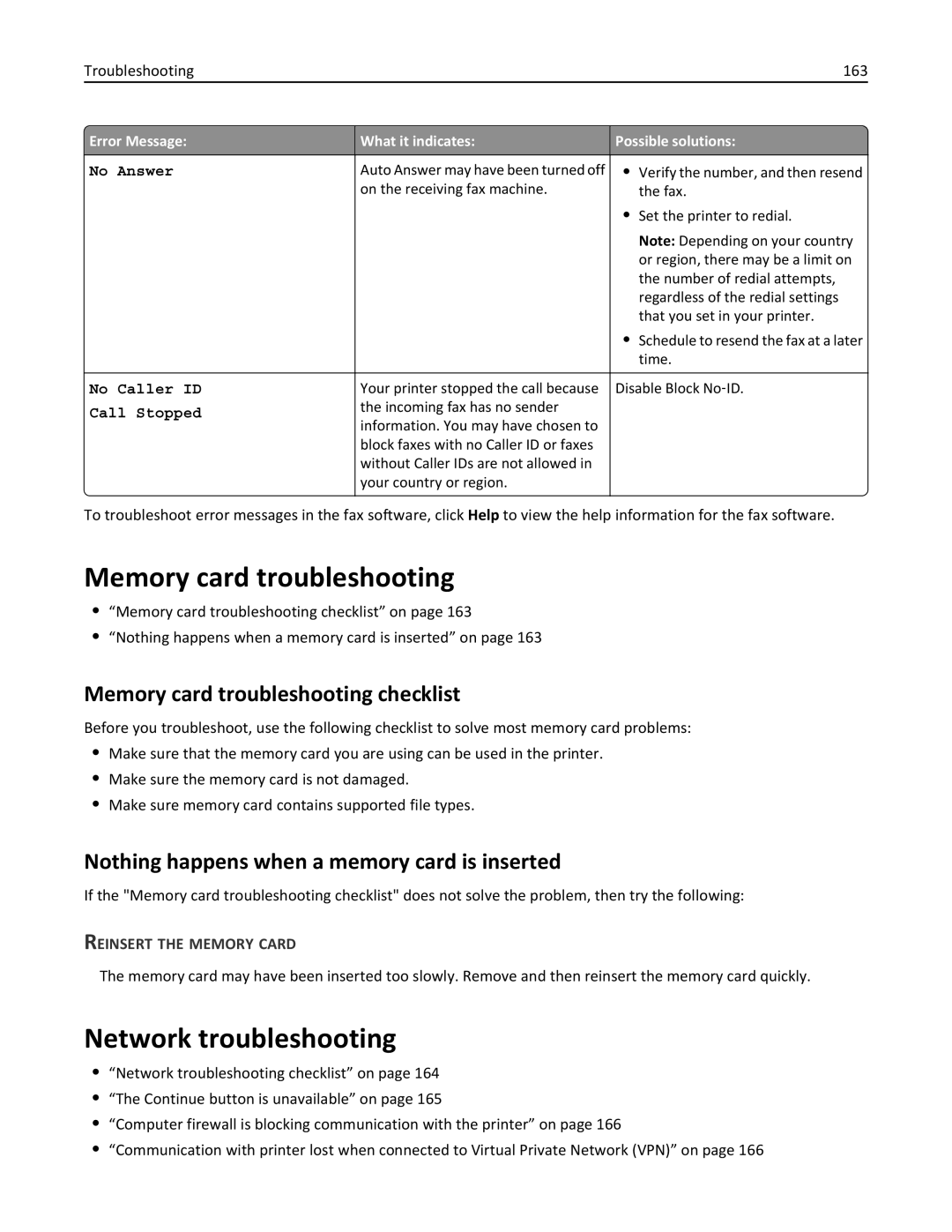 Lexmark 90E, 901, 90T9251, 91E Network troubleshooting, Memory card troubleshooting checklist, Reinsert the Memory Card 