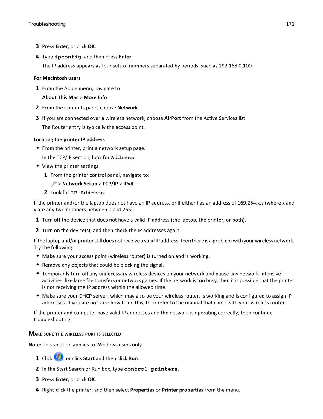 Lexmark 90T9250, 901, 90T9251, 90E, 90T9200, 91E, Pro915 manual For Macintosh users, Locating the printer IP address 