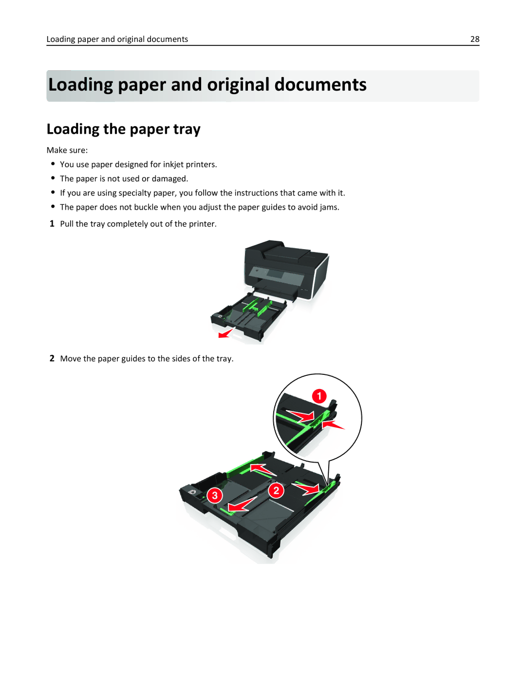 Lexmark 901, 90T9251, 90E, 90T9250, 90T9200, 91E, Pro915 manual Loading paper and original documents, Loading the paper tray 