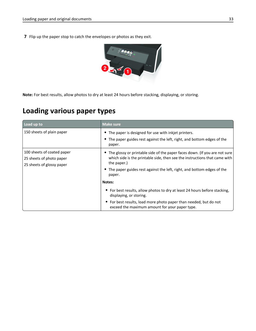 Lexmark 91E, 901, 90T9251, 90E, 90T9250, 90T9200, Pro915 manual Loading various paper types, Load up to Make sure 