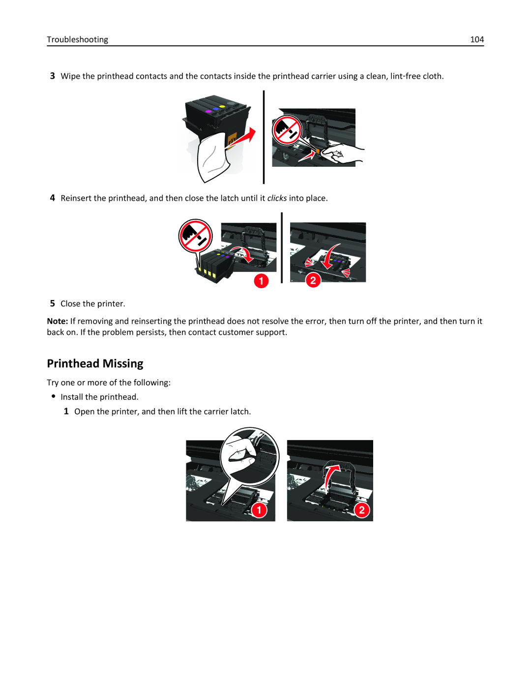 Lexmark 90T3100, S315 manual Printhead Missing 