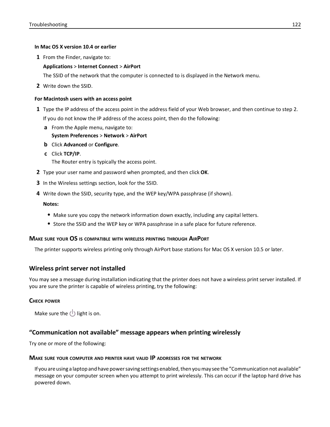 Lexmark 90T3100, S315 manual Wireless print server not installed, For Macintosh users with an access point 