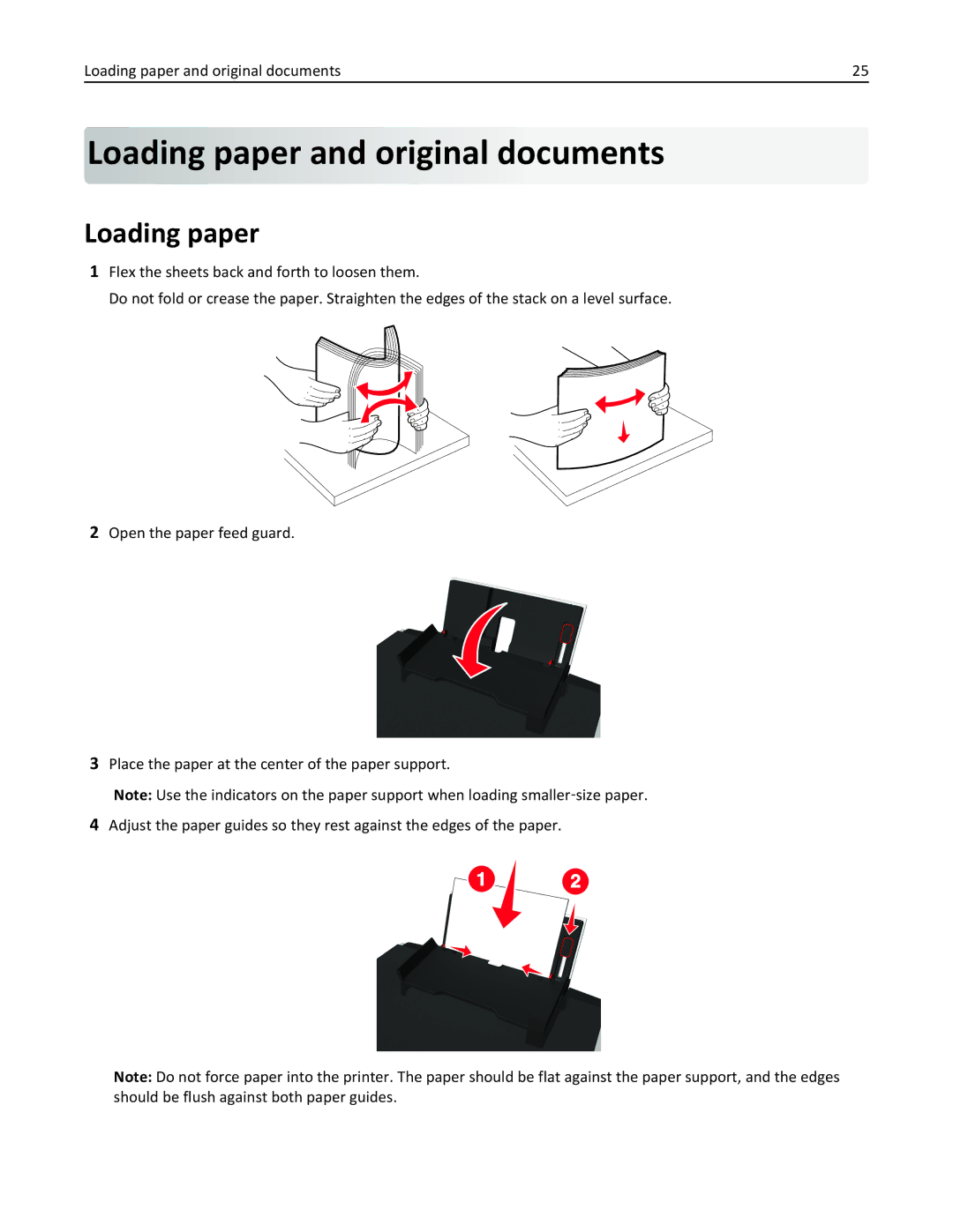 Lexmark S315, 90T3100 manual Loading paper and original documents 