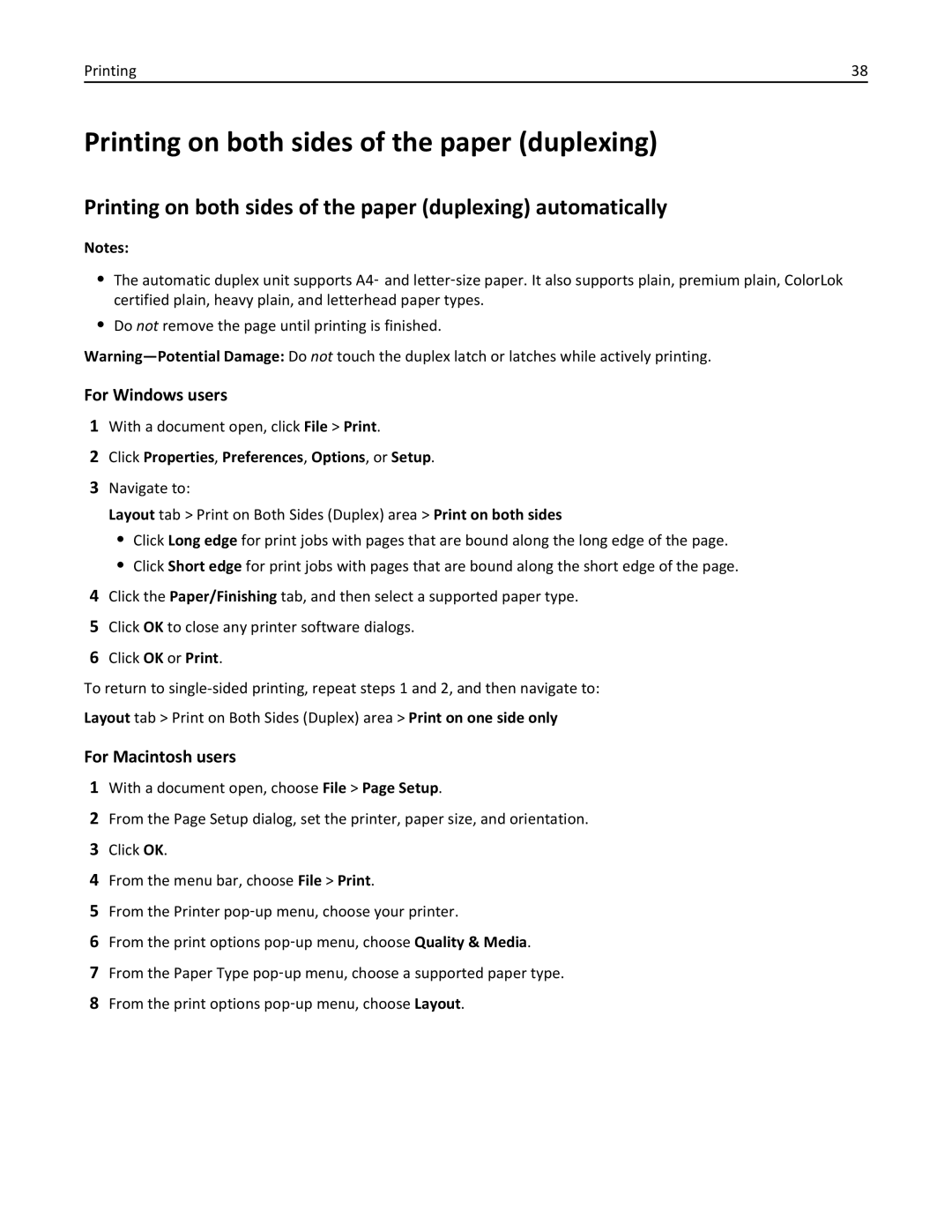 Lexmark 90T3100, S315 manual Printing on both sides of the paper duplexing automatically 