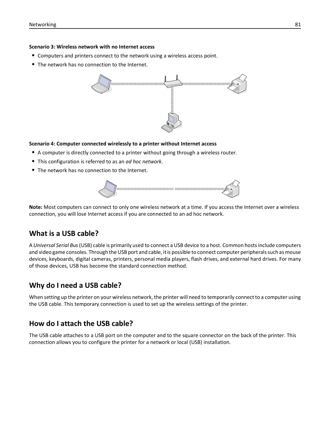 Lexmark S315, 90T3100 manual What is a USB cable?, Why do I need a USB cable?, How do I attach the USB cable? 