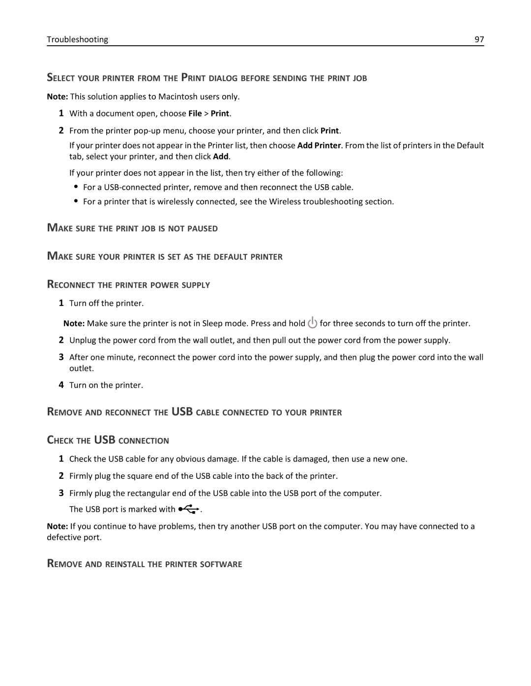 Lexmark S315, 90T3100 manual Remove and Reinstall the Printer Software 