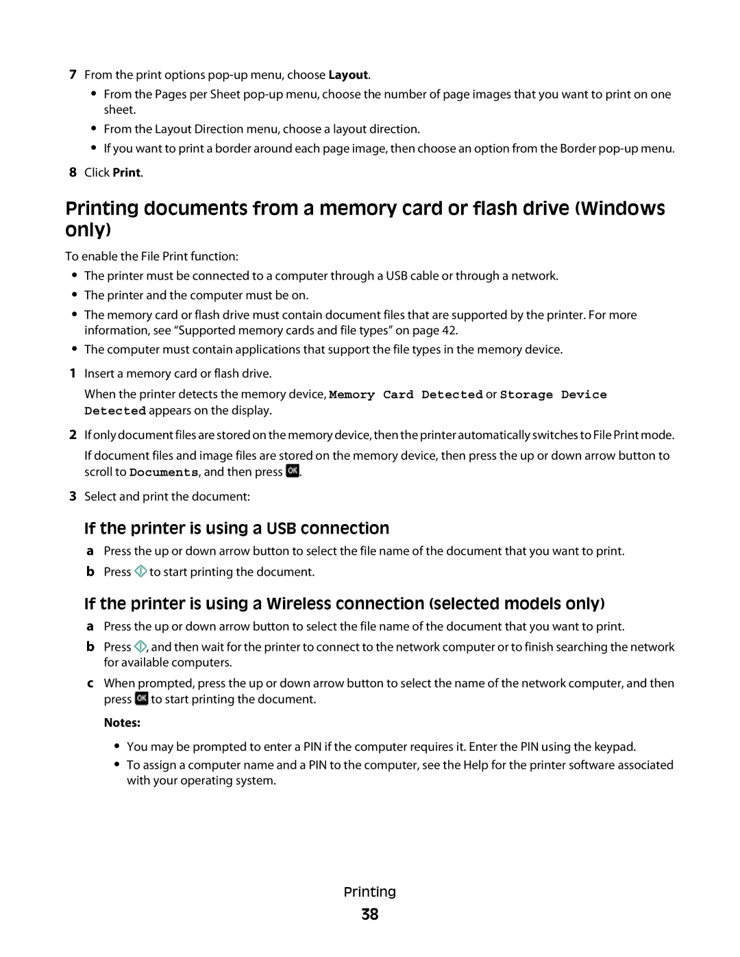 Lexmark 90T7005, Pro700 Series manual If the printer is using a USB connection 