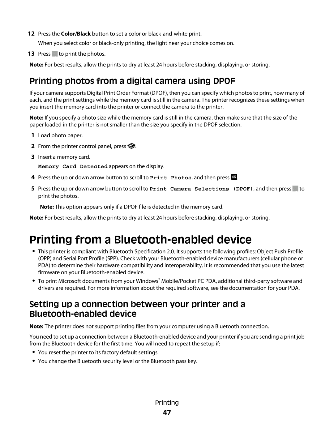 Lexmark Pro700 Series, 90T7005 manual Printing photos from a digital camera using Dpof 