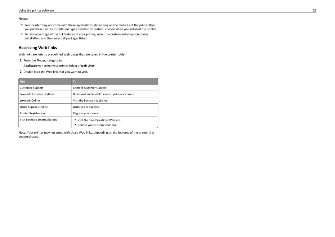 Lexmark 90T7110 manual Accessing Web links 