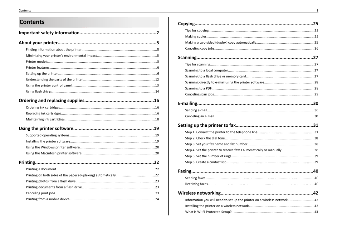 Lexmark 90T7110 manual Contents 