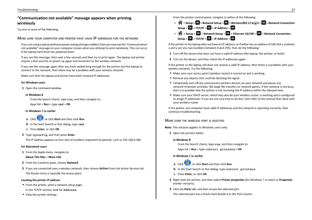 Lexmark 90T7110 manual For Windows users, For Macintosh users, Locating the printer IP address 