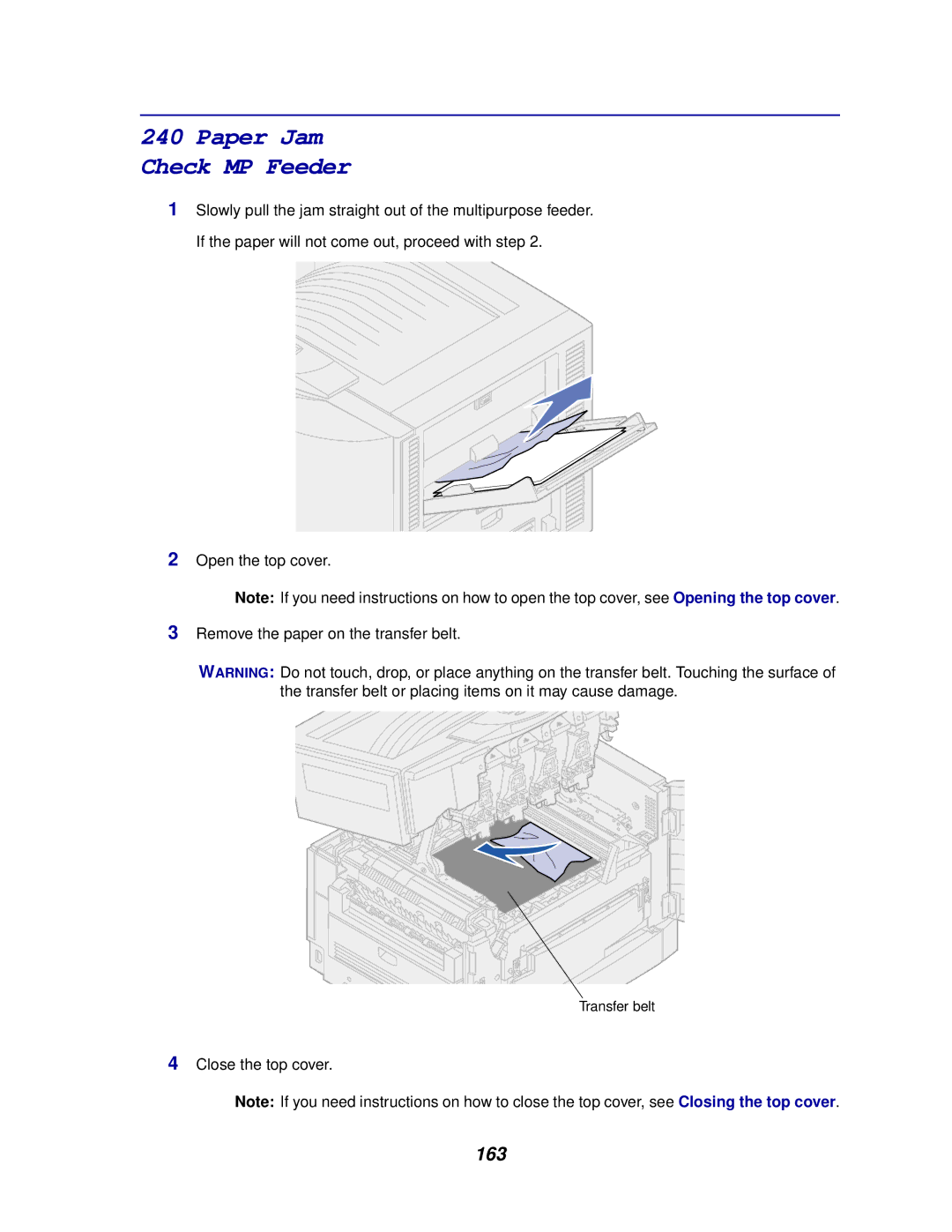 Lexmark 910 manual Paper Jam Check MP Feeder, 163 