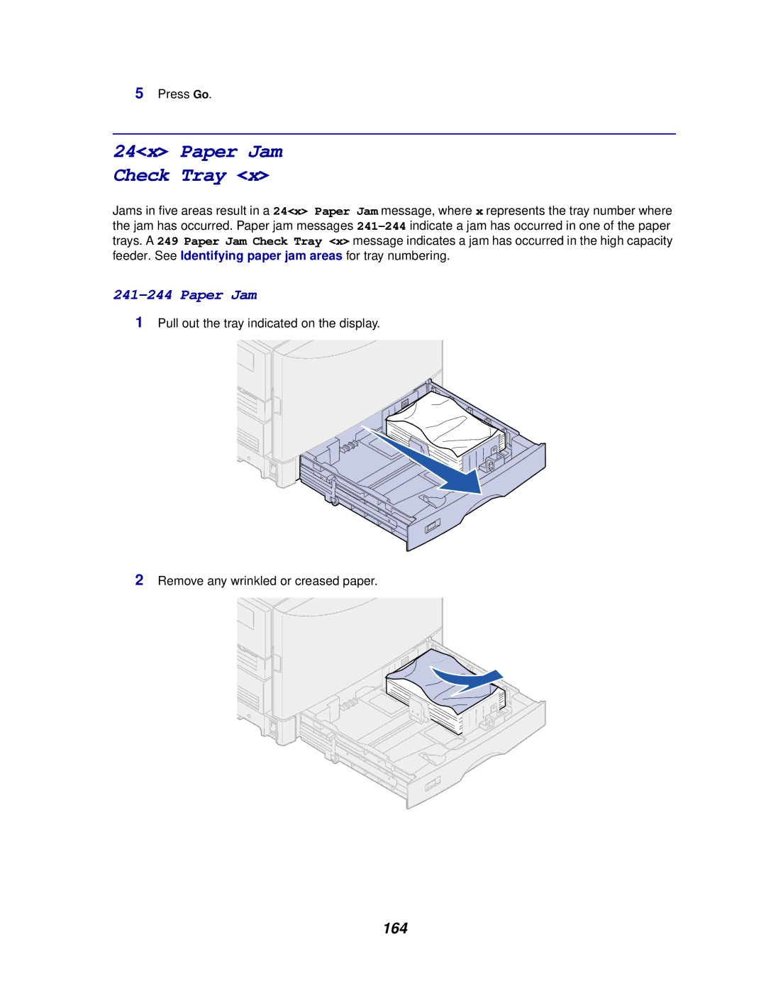 Lexmark 910 manual 24x Paper Jam Check Tray, 164 