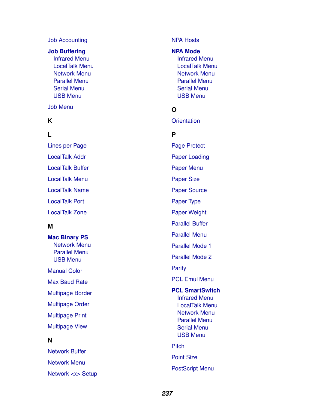 Lexmark 910 manual 237, Job Buffering 