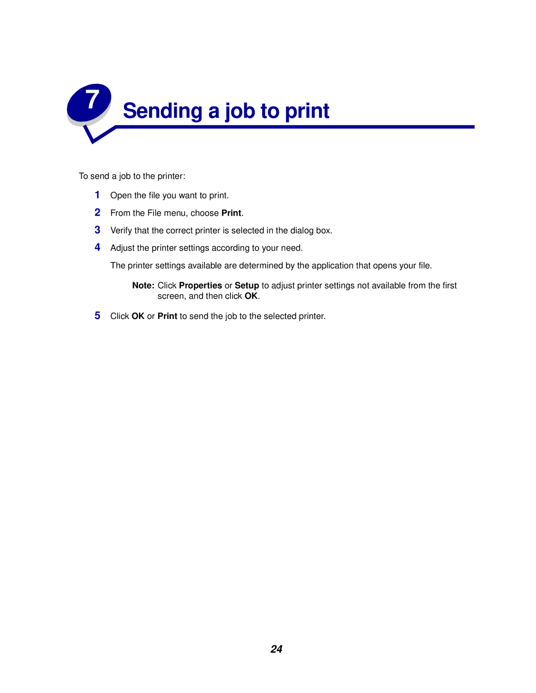 Lexmark 910 manual Sending a job to print 