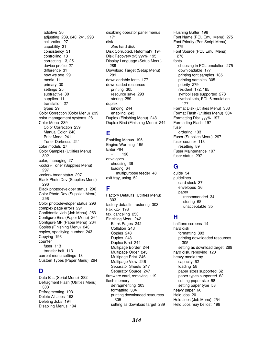 Lexmark 910 manual 314 