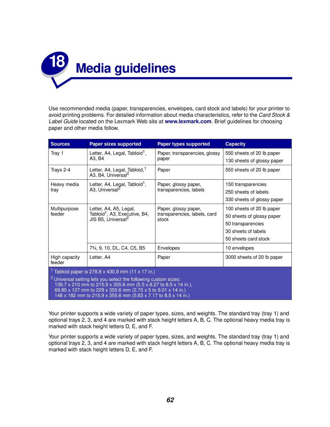 Lexmark 910 manual Media guidelines 