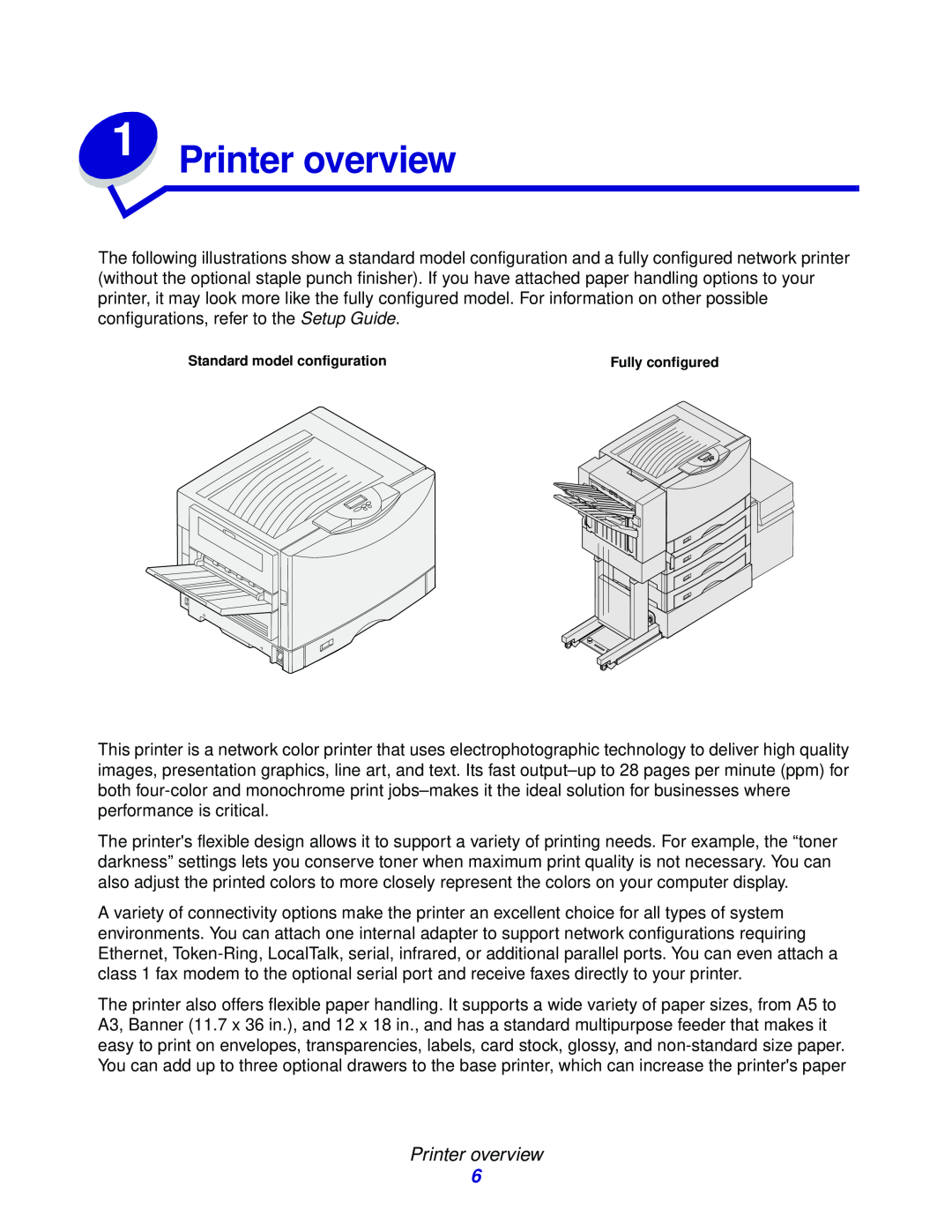 Lexmark 912 manual Printer overview 