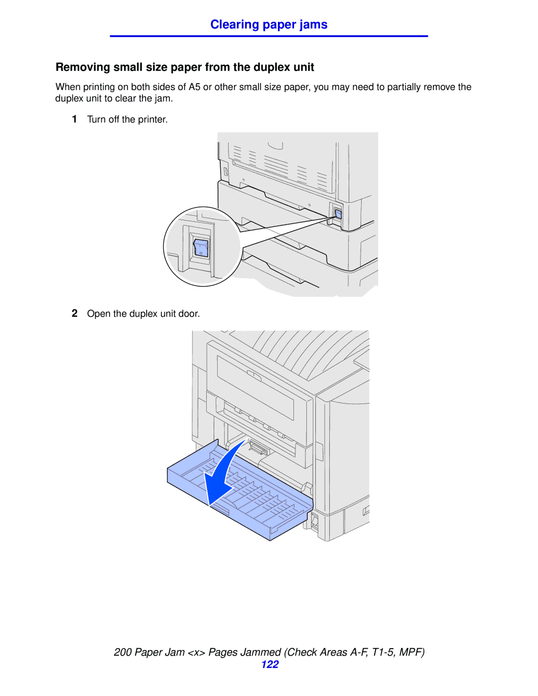 Lexmark 912 manual Removing small size paper from the duplex unit 