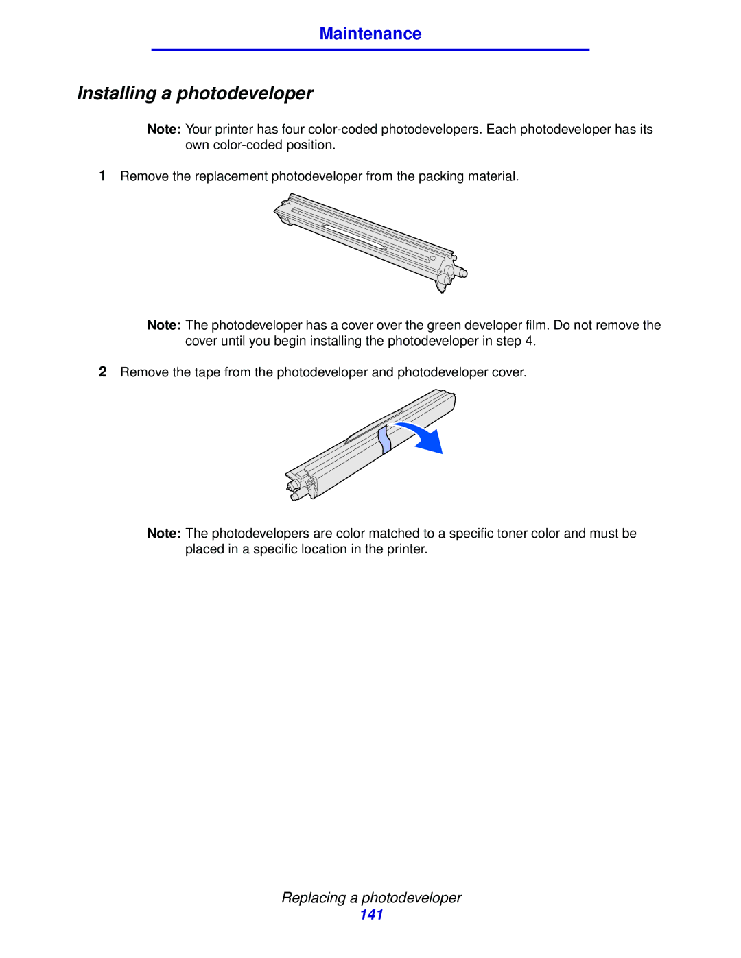 Lexmark 912 manual Installing a photodeveloper 