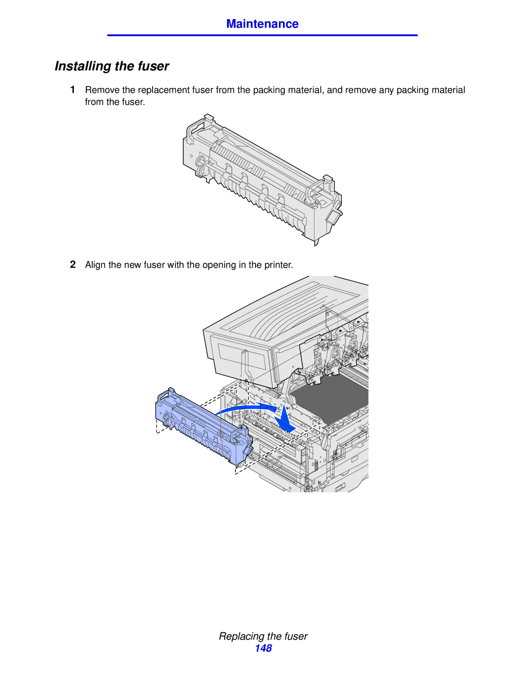 Lexmark 912 manual Installing the fuser 