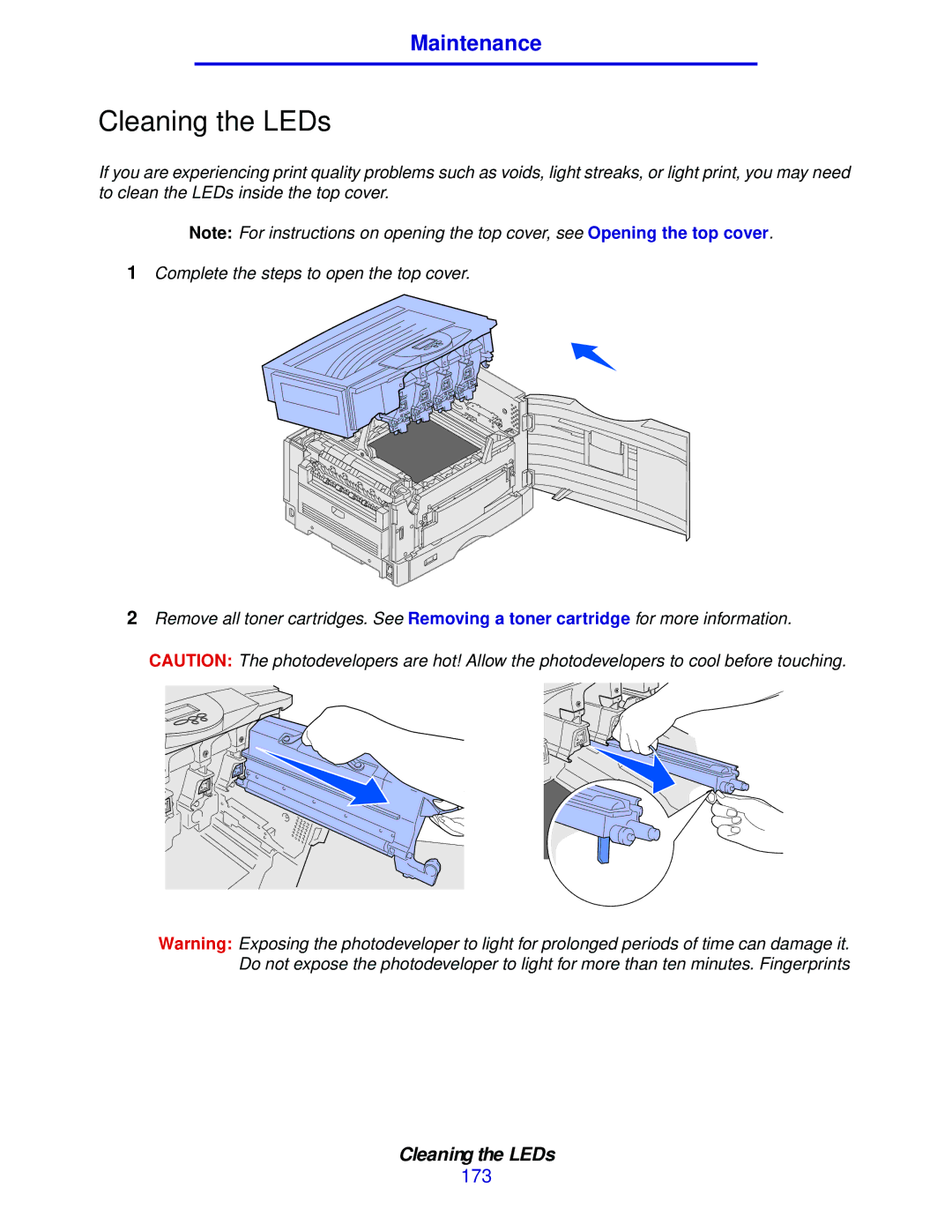 Lexmark 912 manual Cleaning the LEDs 