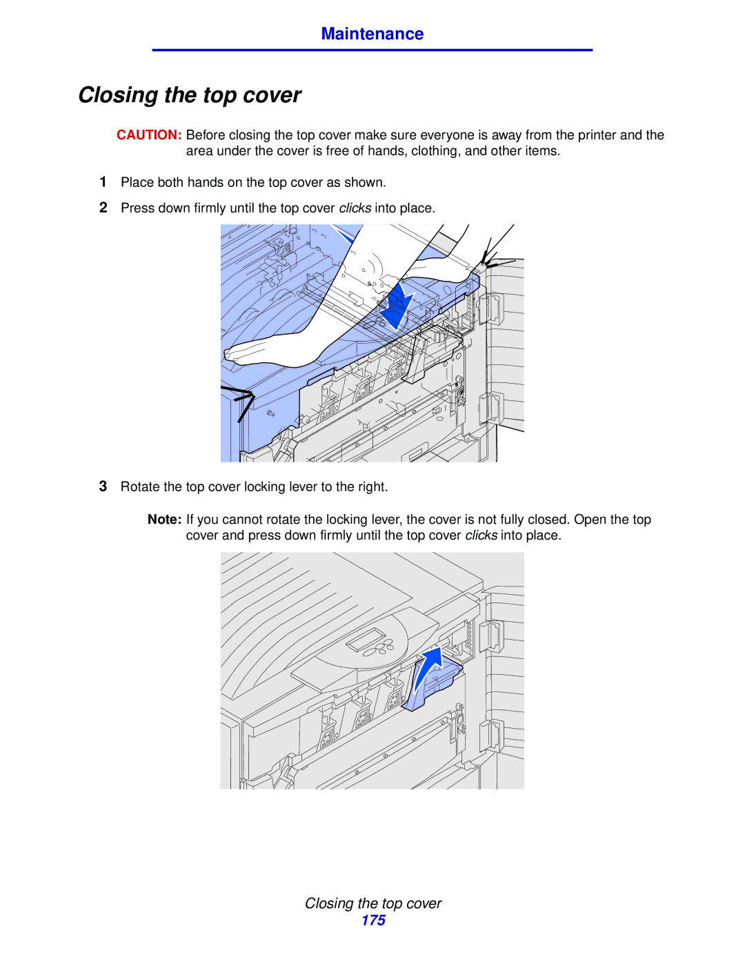 Lexmark 912 manual Closing the top cover 