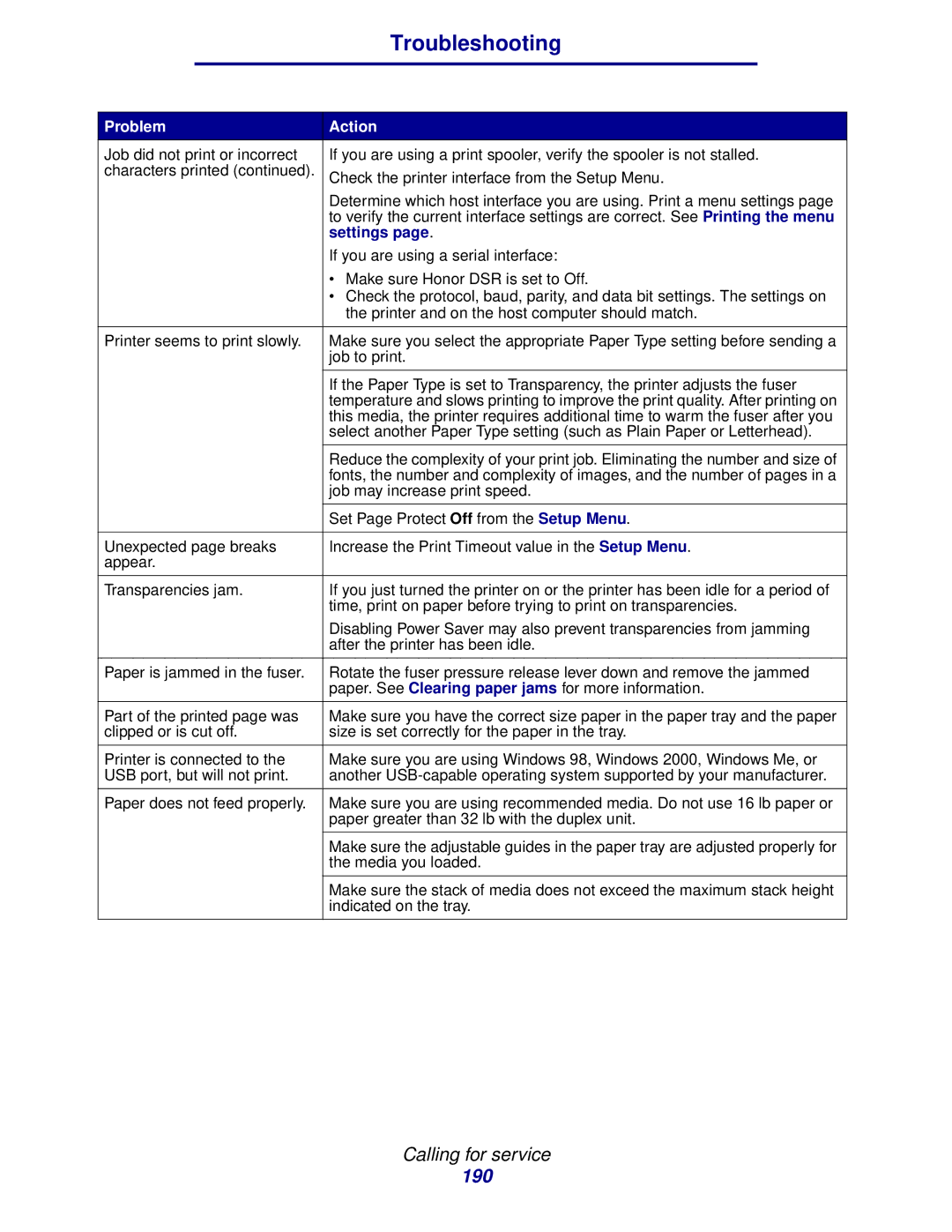 Lexmark 912 manual Troubleshooting 