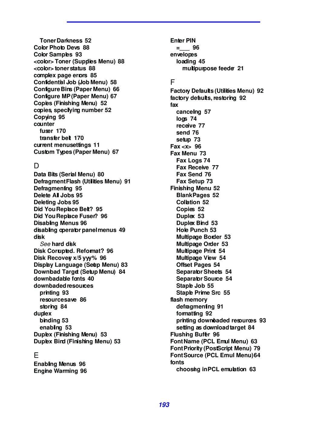 Lexmark 912 manual 193 