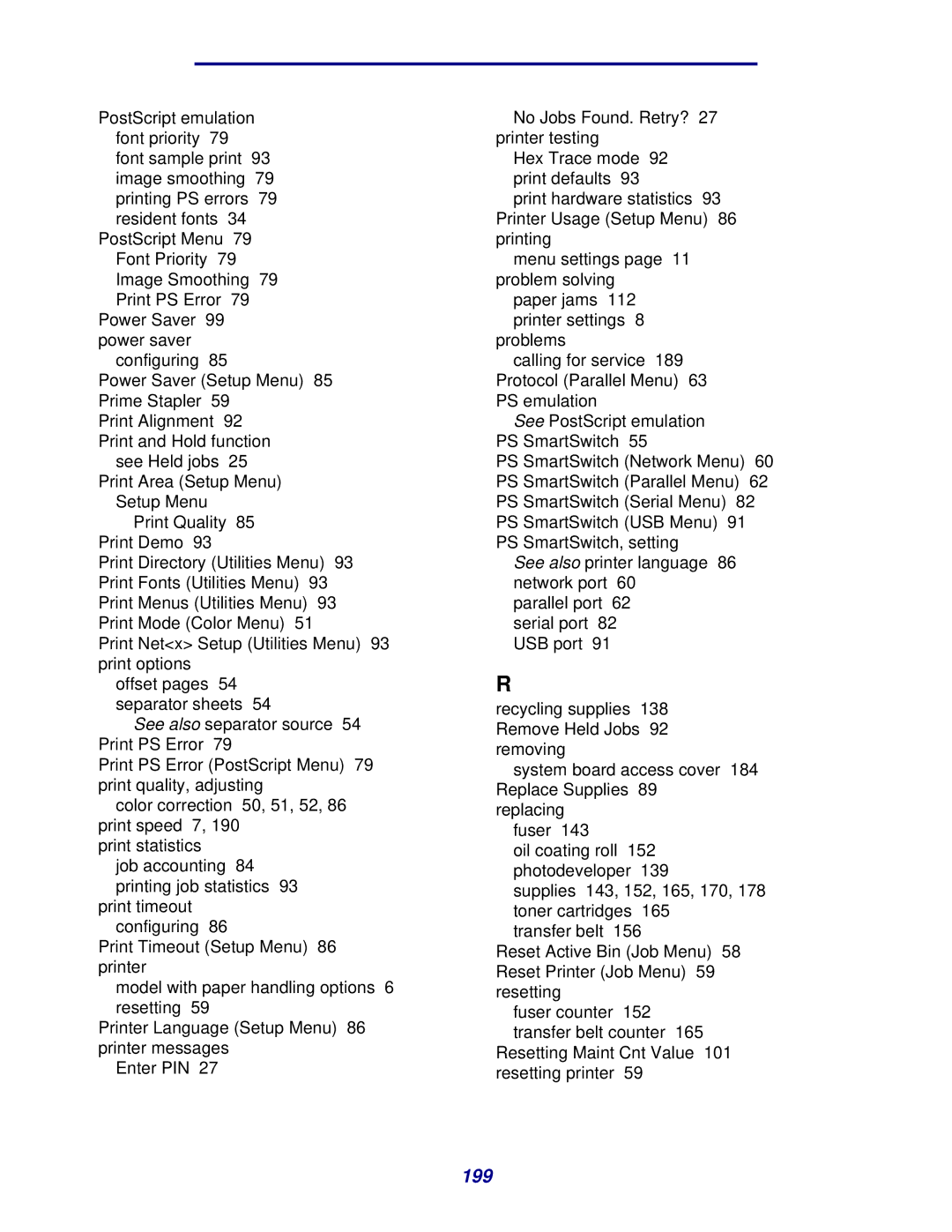 Lexmark 912 manual 199 