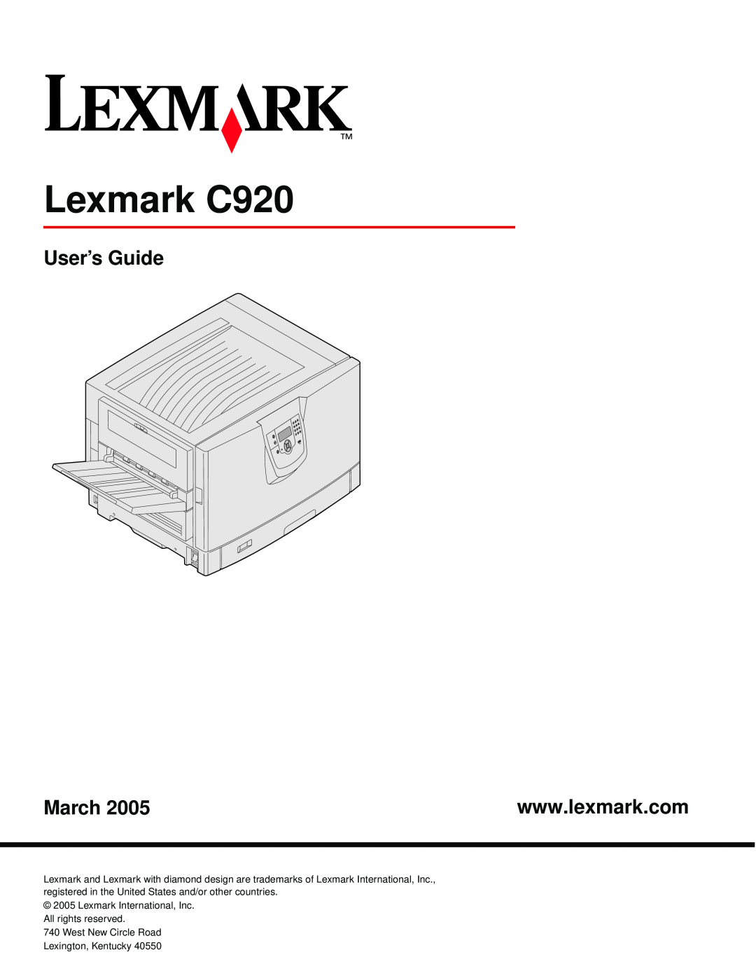 Lexmark manual Lexmark C920, User’s Guide, March, Lexmark International, Inc. All rights reserved 