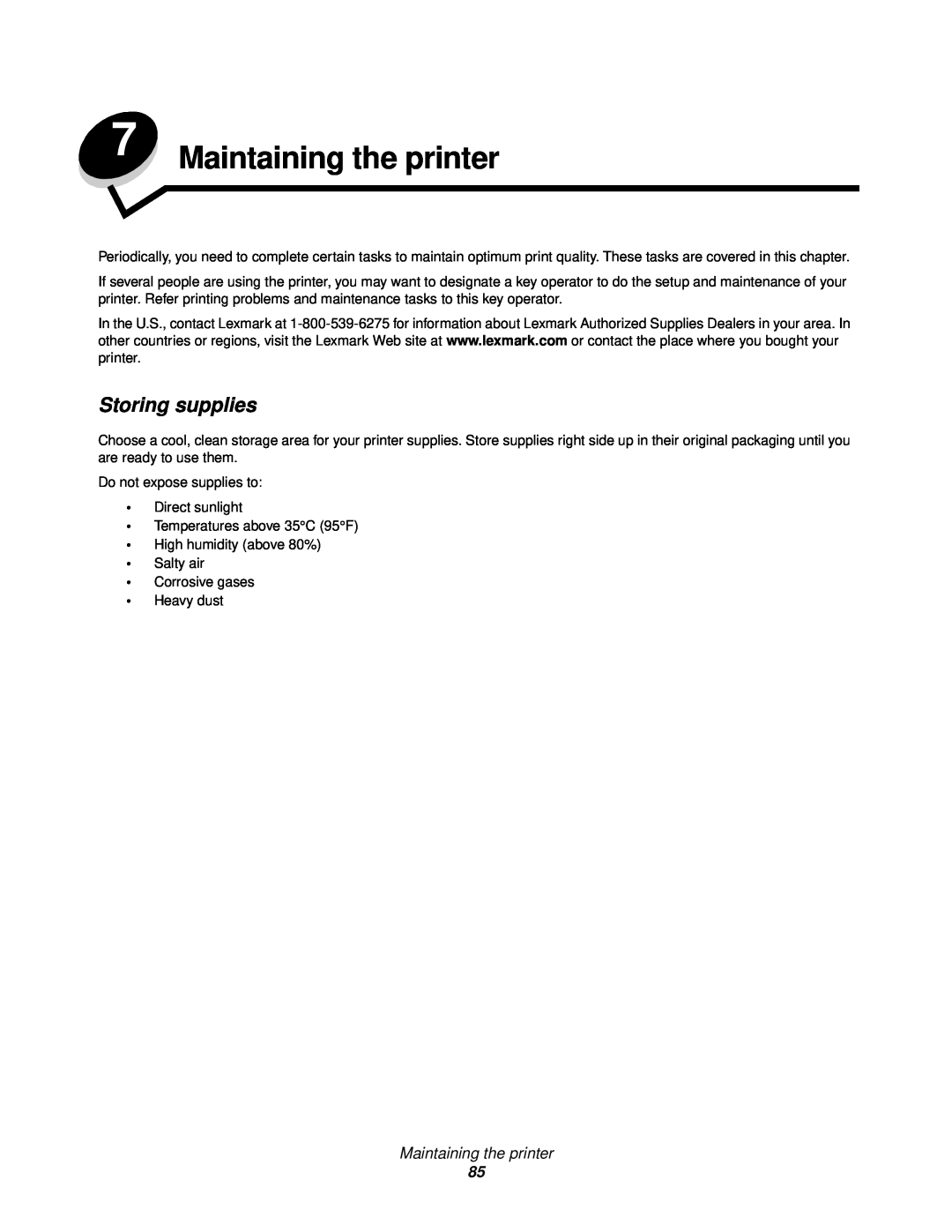 Lexmark 920 manual Maintaining the printer, Storing supplies 
